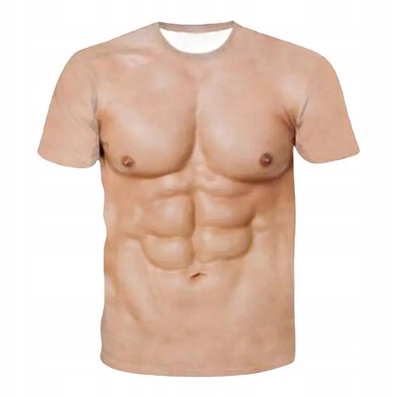 근육 문신 3D 프린트 티셔츠 여름 해변 휴가 남자 반팔 3d 디지털 인쇄 티셔츠 캐주얼 탑