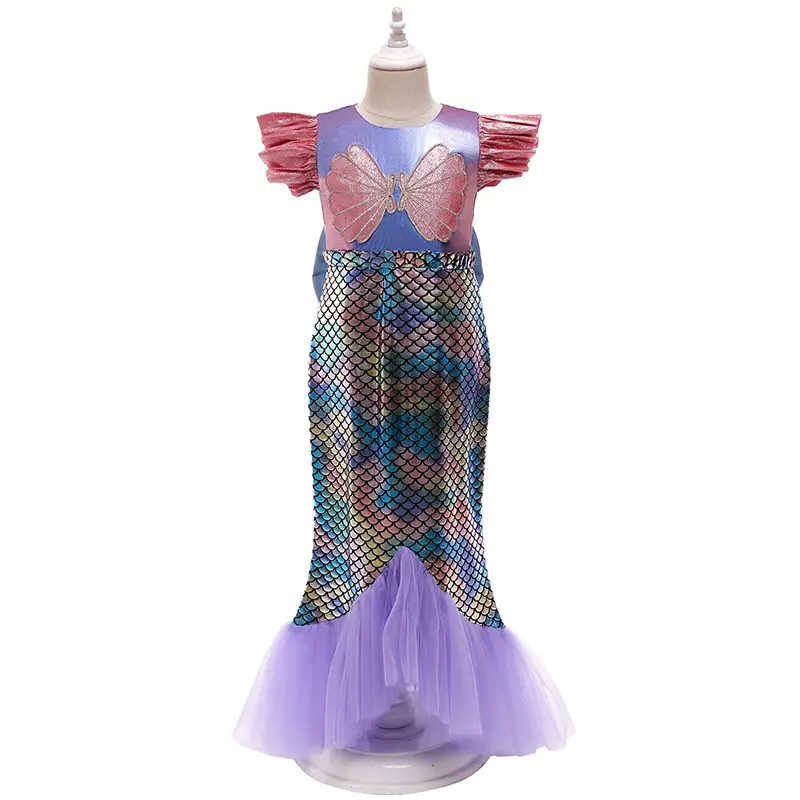 Wholesale 2022 summer new Mermaid Halloween Cosplay Costumes Kids Sling Party Princess Dress girl dress