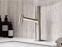 Robinet de lavabo de salle de bain contemporain en alliage de zinc avec capteur tactile, douchette extractible, montage sur comptoir, levier unique, valve en céramique