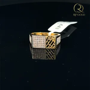 Elegant <b>gold</b> <b>ring</b> with sparkling stones modern geometric design for men luxury statement jewelry for special occasions style - Product Image 3