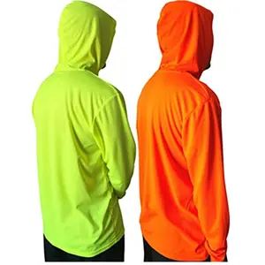 Logo personnalisable Sweat à capuche de sécurité haute visibilité à manches longues Chemises de chantier respirantes et réfléchissantes pour hommes