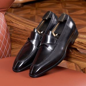 Chaussures habillées décontractées rétro pour hommes, fabriquées à la main, style britannique, tendance, pour affaires et extérieur, rehaussantes, collection automne - Product Image 3