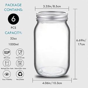 Pot en verre personnalisé de 32 oz, pot de stockage scellé pour aliments, plusieurs spécifications, bouteille en verre - Product Image 5