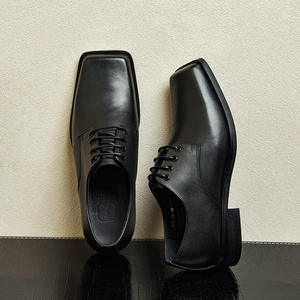 Zapatos Formales de Cuero para Hombre, Estilo Británico Oscuro, Originales de Primera Calidad, con Punta Cuadrada, de Piel de Vacuno de Primera Capa - Product Image 1