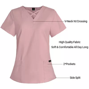 Ensemble de gommages coordonnés pour femmes LOGO PERSONNALISÉ Ensembles d'uniformes de gommage à manches courtes Infirmière avec poches Ensemble uniforme de clinique d'infirmière - Product Image 2