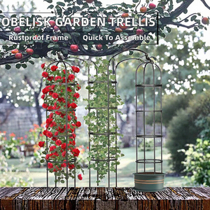 Support de plante moderne en métal recouvert de plastique antirouille pour tomates, concombres, raisins et fleurs – Treillis facile à installer - Product Image 2