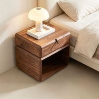 Nakas Minimalis Italia dari Kayu Solid Walnut, Kabinet Samping Tempat Tidur Putar Modern, Kabinet Penyimpanan Kamar Tidur