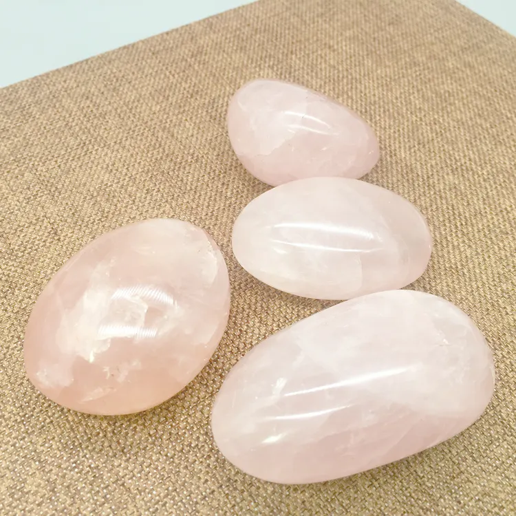 Warna Pink Alami Lucu Mawar Kuarsa Batu Jatuh Bongkahan Dipoles untuk Grosir Kristal Besar