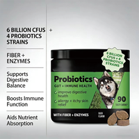Probiotiques sans céréales et sans OGM pour chiens, friandises à mâcher molles, soulagement des allergies et des démangeaisons cutanées, 6 milliards de UFC, saveur canard, 90 friandises savoureuses