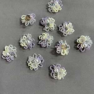 Zsy แผ่นปะติดมุกสีขาวสีม่วงงานแฮนด์เมดแผ่นปะติดลูกปัดแก้วลายดอกไม้3D สำหรับเสื้อผ้าสตรี - Product Image 6