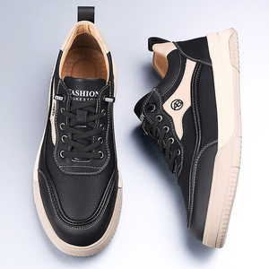 Chaussures décontractées pour hommes, semelle souple en caoutchouc, talon bas, détails de couture, style cuir marron, confortables pour les loisirs - Product Image 2