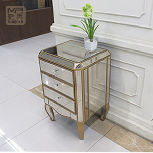 Tables <span class=keywords><strong>de</strong></span> <span class=keywords><strong>chevet</strong></span> Art Déco avec miroir, meubles <span class=keywords><strong>de</strong></span> chambre à coucher en verre, <span class=keywords><strong>table</strong></span> <span class=keywords><strong>de</strong></span> nuit avec 3 tiroirs - Product Image 3