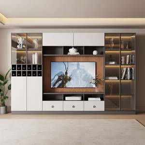 Wooden Modern Luxury <b>LED</b> <b>TV</b> <b>Cabinet</b> Wall-Mounted Floating Stand <b>for</b> Living Room and Hotel Use Portable Fits 65 In+ <b>TVs</b> - Product Image 3