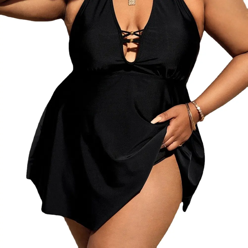 Vente en gros Maillot de bain personnalisé grande taille maillot de bain noir dos nu dos nu cache ventre maillot de bain OEM pour femmes fabricant
