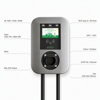 Estación de Carga para Vehículos Eléctricos, Wallbox Nivel 2, Cargador AC de 11KW/22KW, WiFi, RFID, Inteligente, OCPP, Pantalla LCD, Control por Aplicación, UKCA, WrightCharge