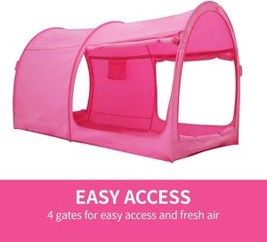 Tienda de campaña con dosel para cama, carpa para dormir de tamaño completo, con marco portátil, cortinas transpirables, color rosa - Product Image 2