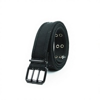 Ceinture de golf en toile tressée décontractée pour enfants avec boucle à double languette, ceinture en tissu à œillets, ceinture en sangle tricotée à double œillet