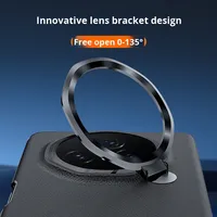Étui de téléphone Honor Magic V3 en cuir véritable antichoc avec protection d'appareil photo intégrée et support d'objectif à charnière centrale