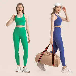 fashion women summer colors active pocket leggings sets fitness workout customized sports wear