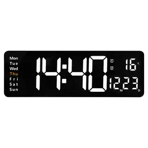 Calendario de 16 pulgadas, reloj de pantalla grande rectangular, reloj digital ORDICO minimalista para sala de estar, reloj de pared