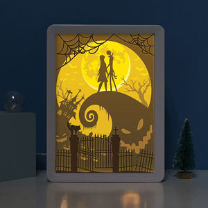 Lámpara de tallado de papel, marco de fotos pintado personalizado, cajas de sombra, luces de pesadilla antes de Navidad, directo de fábrica - Product Image 4
