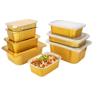 Barquette jetable en aluminium OEM économique avec couvercle en plastique 960 ml 184x128x40mm PP, emballage alimentaire personnalisé en pulpe de qualité alimentaire, barquette en aluminium - Product Image 3