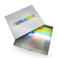 Boîte magnétique holographique avec gaufrage, lamination mate, papier artistique, emballage de luxe pour accessoires électroniques, articles de marque haut de gamme