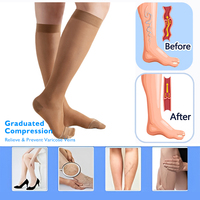 Chaussettes de compression montantes pour femmes, à bout fermé, pour varices, 30-40 mmHg, vente en gros d'usine