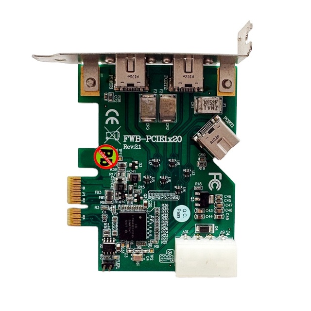 IOI Industrial Computer Embedded FWB-PCIE1x20 REV.2.1 3-port OHCI 1.2 Compliant IEEE 1394b to PCI Express X1 Host Card
