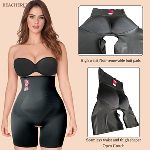 Shorty gainant taille haute sans couture avec rembourrage fessier, contrôle de la taille <span class=keywords><strong>et</strong></span> des cuisses, effet rehausseur de fesses - Product Image 1