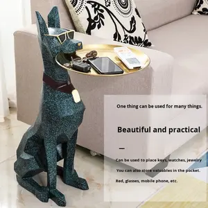Escultura de Resina de Perro <span class=keywords><strong>Doberman</strong></span> Moldeada por Inyección, Bandeja Grande, Adorno de Piso de Lujo Ligero para Decoración del Hogar - Product Image 4