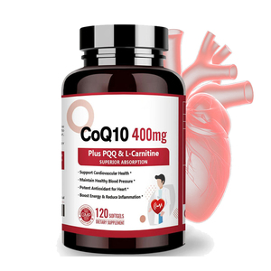 Hezong OEM CoQ10 Natural 400mg Cápsulas Blandas ANTIOXIDANTE MEJORADO <span class=keywords><strong>BioPerine</strong></span> Mejora la Inmunidad Sueño Energía Apoyo para el Corazón y el Cerebro 120 - Product Image 1