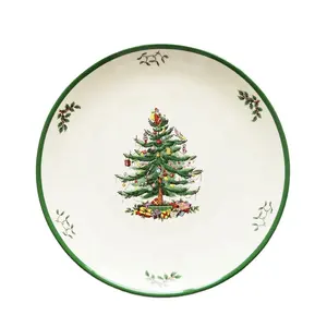 Regalo di natale con albero di natale in ceramica grande piatto piatto da 14 pollici e ciotola e tazza