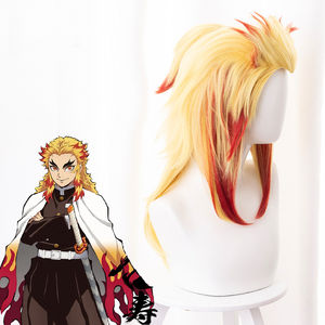 Perruque de <span class=keywords><strong>cosplay</strong></span> synthétique de haute qualité Ainizi Demon Slayer Kimetsu No Yaiba <span class=keywords><strong>Rengoku</strong></span> Kyoujurou pour Halloween - Product Image 3
