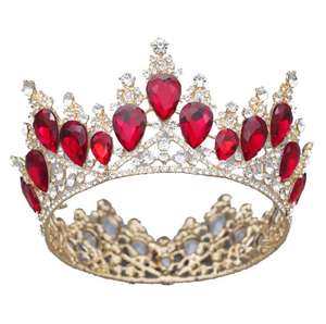 クリスタルティアラ ラウンドクラウン ページェントクラウンとティアラ ダイアデム プロム ウェディング ヘアアクセサリー - Product Image 6