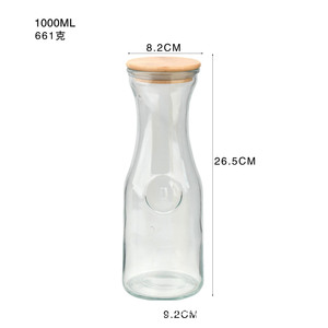 34 oz cuisine 1 litre <span class=keywords><strong>carafe</strong></span> en verre facile à verser bouteille conteneurs pour boisson pichet vin et verres <span class=keywords><strong>avec</strong></span> couvercle en plastique - Product Image 5