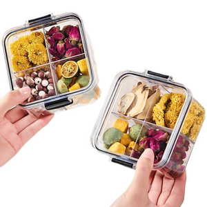 Food Grade Non-toxic Plastic Rectangle Compartment Sealed Jar Eco-Friendly <b>Stackable</b> <b>Storage</b> <b>Box</b> for Flower Tea Grain Dry Goods - Product Image 6