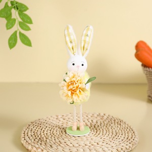<b>Easter</b> Bunny Figurine Spring Table Decor Handmade Rabbit Doll Farmhouse Home Decoration Holiday Gift Indoor Display - Product Image 2