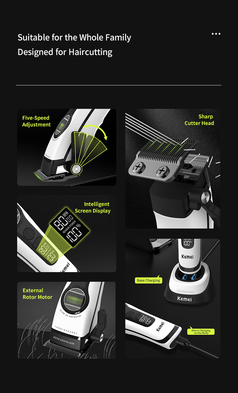 Kemei Km-1593, 2500mAh Battery with Charging Dock, 5-speed Motor