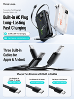 Cargador portátil HYTO con cables integrados, enchufe de pared CA, batería externa de 10000 mAh, USB C, carga rápida de 22.5 W, paquete de batería externa para teléfono.