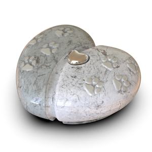 Оптовая продажа, изготовленная на заказ, керамическая мемориальная шкатулка, миниатюрная серебрянная урна для сердца для пепел, контейнер для погребения на память - Product Image 1