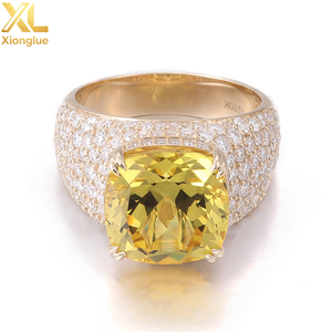 Hip Hop Luxury 10K 18K Gold Plated 0.3m Plating Thickness Yellow Round Natural Stones Unisex Gift <b>Chunky</b> Fashion <b>Rings</b> - Product Image 1