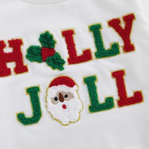 Noël enfant en bas âge bébé filles garçons pull haut de noël houx Joll Chenille lettre à manches longues pull de noël <span class=keywords><strong>sweat</strong></span> pour les enfants - Product Image 4
