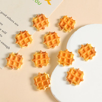 Paquete de 100 Piezas de Galletas de Resina de 25 mm con Diseño de Waffle, Miniatura para Casa de Muñecas, Adornos de Comida, Dulces, Galletas de Chocolate