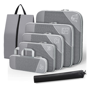 Kit de sacs à bagages de voyage modernes et imperméables avec cubes d'emballage à glissière Organisateur de vêtements Style de lettre ou de motif imprimé personnalisé - Product Image 2