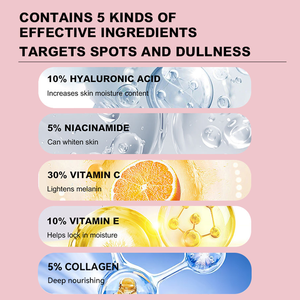 ODM Anti-Aging Kollagen Reparatur Feuchtigkeit spendende Aufhellung Schrumpfen Poren Hautpflege Ascorbinsäure <span class=keywords><strong>Vitamin</strong></span> C <span class=keywords><strong>Vitamin</strong></span> E <span class=keywords><strong>5</strong></span> in 1 Gesichts serum - Product Image 3