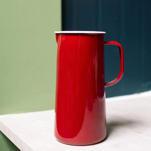 2,2 L grosir peralatan makan dapur buatan tangan kustom cetak logo Logam penahan Bunga barang enamel tinggi kendi susu air dengan cangkir - Product Image 2