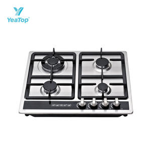 Table de cuisson à gaz encastrable populaire avec service personnalisé, 600 mm (24 pouces), en acier inoxydable noir, allumage par impulsion FFD, commande frontale, pour cuisine domestique - Product Image 4