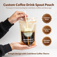 Sachets de café mats en PE biodégradable, anti-fuite, avec fermeture éclair et option paille, imprimés flexo, qualité alimentaire, pour café et extérieur - Vente en gros