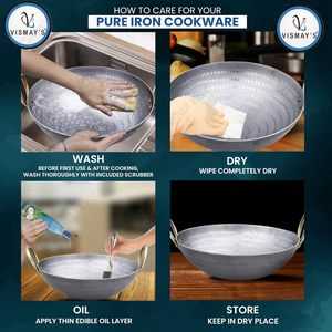 Wok de hierro premium, tradicional, resistente, con asas fuertes para cocina casera y restaurantes. - Product Image 6